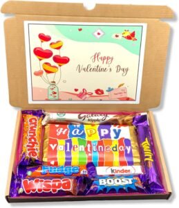 Valentine's Day Chocolate Hamper Gift Box, Personalised Valentines Hamper, HAPPY VALENTINES Chocolate Hamper Gift Box5