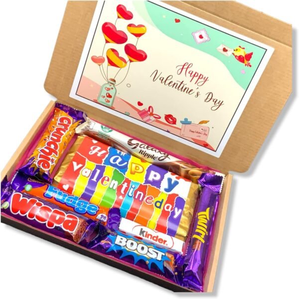 Valentine's Day Chocolate Hamper Gift Box, Personalised Valentines Hamper, HAPPY VALENTINES Chocolate Hamper Gift Box2