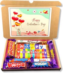 Valentine's Day Chocolate Hamper Gift Box, Personalised Valentines Hamper, HAPPY VALENTINES Chocolate Hamper Gift Box4