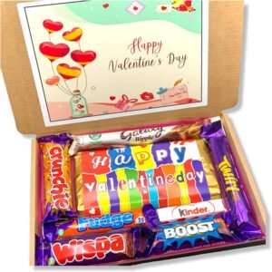 Valentine's Day Chocolate Hamper Gift Box, Personalised Valentines Hamper, HAPPY VALENTINES Chocolate Hamper Gift Box3