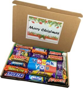 Large Chocolate Hamper Sweet Box, Thank You Personalised Sweet Hamper, Christmas Present, Secret Santa Gift