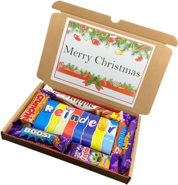 Christmas Chocolate Hamper Gift Box, Reindeer Personalised Sweet Hamper, Christmas Chocolate Letterbox Gift, Christmas Box, Gift Box, Gift for All