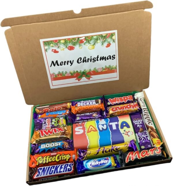 Large Chocolate Hamper Sweet Box, SANTA Personalised Sweet Hamper, Christmas Present, Secret Santa Gift